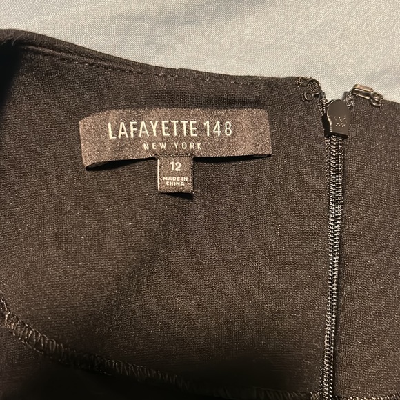 Lafayette 148 NY Black Crepe Peplum Dress - Picture 3 of 8